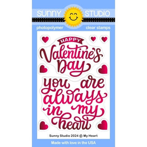 Sunny Studio My Heart 3x4 Valentine's Day Sentiment Greetings Clear Photopolymer Stamps SSCL-366