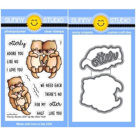 Sunny Studio Stamps My Otter Half Punny 3x4 Clear Photopolymer Stamp Set & Metal Cutting Craft Dies