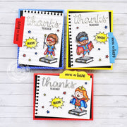 Sunny Studio You're My Hero Superhero School Themed Teacher Thank You Cards (using Super Duper 4x6 Clear Stamps)