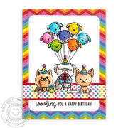 Sunny Studio Stamps Woofing You A Good Birthday Puppy Dog Rainbow Handmade Card using Surprise Party 6x6 Patterned Paper Pad 