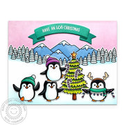 Sunny Studio Punny "Have An Ice Christmas" Penguin Polar Winter Handmade Holiday Card using Penguin Pals Clear Craft Stamps