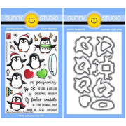 Sunny Studio Stamps Penguin Pals 4x6 Winter Holiday Christmas Clear Photopolymer Stamp Set & Metal Cutting Craft Dies