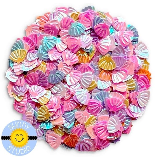 Sunny Studio Stamps Pink Iridescent Seashells Confetti Embellishments for Summer Shaker Cards -033