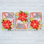 Sunny Studio Stamps Layered Poinsettia Die-Cut Christmas Mini Holiday Cards using Dotted Diamond Landscape Metal Cutting Die