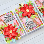 Sunny Studio Stamps Layered Poinsettia Die-Cut Merry Christmas Mini Holiday Card Set using All Is Bright 6x6 Patterned Paper