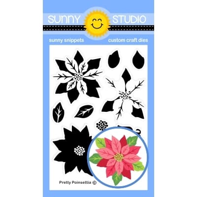 Sunny Studio Stamps Pretty Poinsettia Christmas Holiday 3x4 Clear Photopolymer Layering Stamp Set SSCL-359