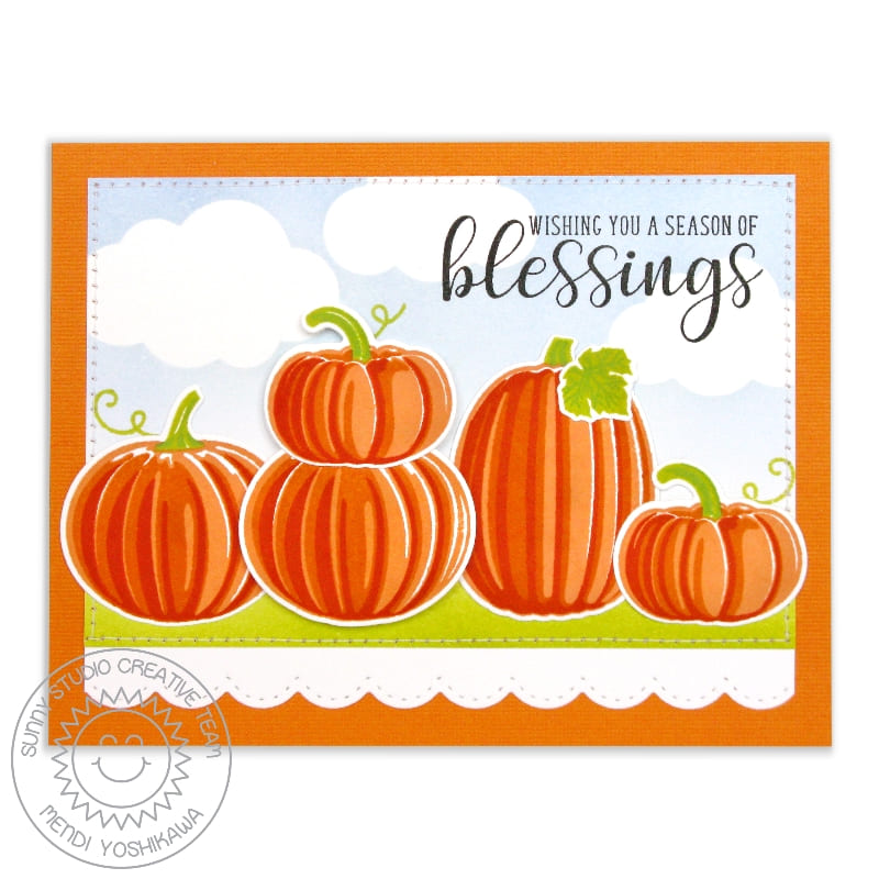 Sunny Studio Stamps Pretty Pumpkins Season of Blessings Fall Card (using Pretty Pumpkins Clear Layering Stamps)