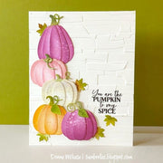 Sunny Studio Stamps Pink, Purple & Orange Stacked Fall Pumpkins Autumn Card using Pumpkin Patch Metal Cutting Craft Dies