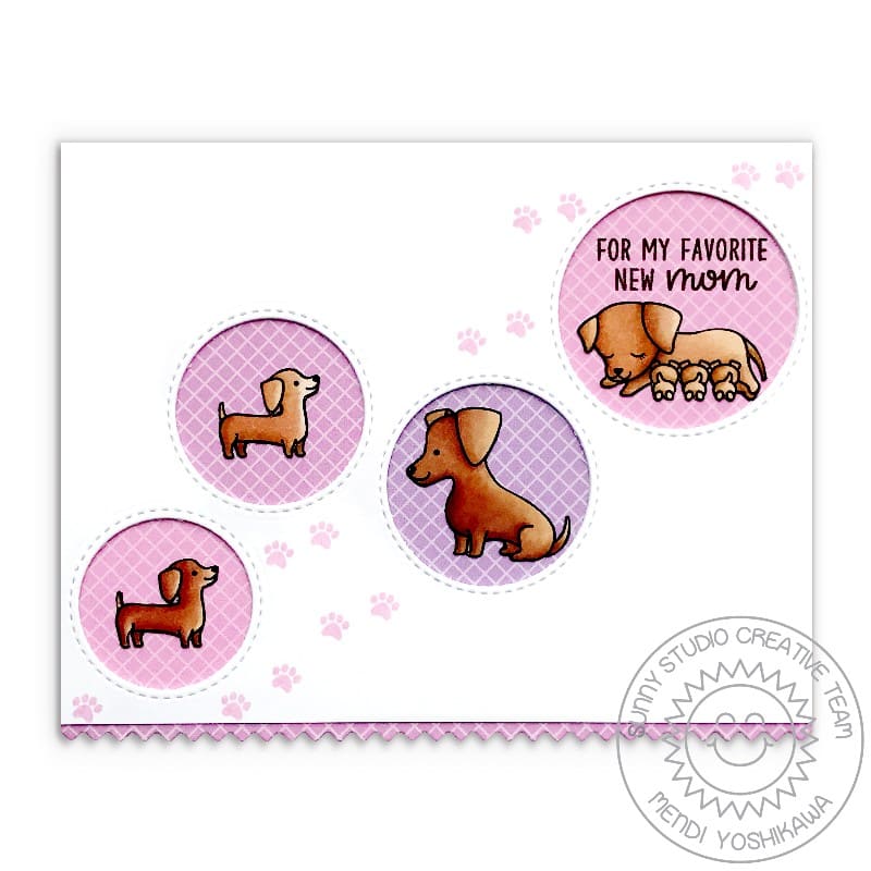 Sunny Studio Stamps Puppy Parents New Mom Pink & Lavender Dog Themed Card