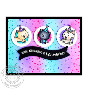 Sunny Studio Stamps Purrfect Birthday Pawsome Cat Card by Mendi Yoshikawa