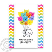 Sunny Studio Stamps Purrfect Birthday Floating Cat with Balloon Bouquet Card by Mendi Yoshikawa