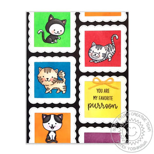 Sunny Studio Stamps Purrfect Birthday Rainbow Grid Frame Favorite Purrson Cat Card by Mendi Yoshikawa