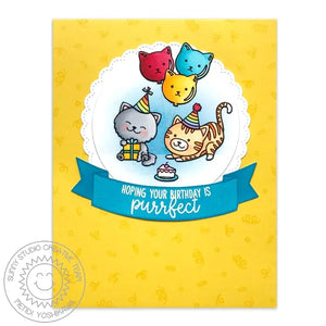 Sunny Studio Stamps Circle Fancy Frames Cat Party Birthday Card by Mendi Yoshikawa