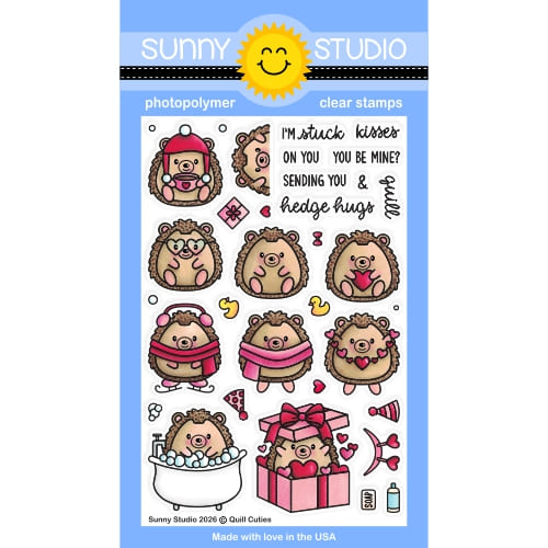 Sunny Studio Quill Cuties Hedgehogs 4x6 Clear Photopolymer Stamps SSCL-399
