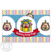 Sunny Studio Stamps Rainbow Polka-dot Hedgehog Birthday Hedge Hugs Card using Zig-Zag Circles Metal Cutting Craft Dies