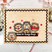 Sunny Studio Stamps Sending You Hedge Hugs Hedgehog Wood Valentine's Day Card using Icing Rectangle Frame Metal Craft Dies