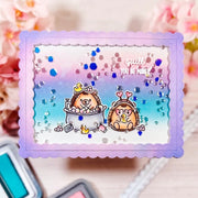 Sunny Studio Quill You Be Mine? Hedgehog in Bubble Bath Tub Handmade Shaker Card using Quill Cuties 4x6 Clear Craft Stamps