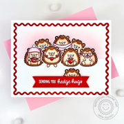 Sunny Studio Stamps Sending Hedge Hugs Red & White Hedgehogs Valentine's Day Card using Icing Rectangle Frame Metal Craft Die