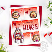 Sunny Studio Sending You Hugs Red & White Hedgehog Love-Themed Valentine's Day Card using Quill Cuties 4x6 Clear Craft Stamps
