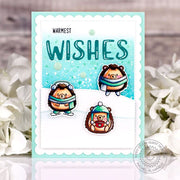 Sunny Studio Warmest Wishes Aqua Hedgehog Love-Themed Handmade Valentine's Day Card using Quill Cuties 4x6 Clear Craft Stamps