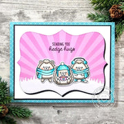 Sunny Studio Stamps Sending You Hedge Hugs Pink & Aqua Hedgehogs Handmade Spring Card using Limitless Labels Metal Craft Dies