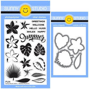Sunny Studio Radiant Plumeria Tropical Flower & Leaves Layering Layered Clear Photopolymer Stamps & Metal Cutting Craft Dies