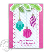 Sunny Studio May Miracle of Christmas Fill You With Joy Holiday Ornament Card using Inside Greetings Christmas Clear Stamps