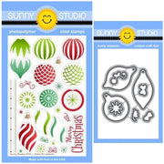 Sunny Studio Stamps Retro Ornaments Vintage Holiday Christmas 4x6 Clear Photopolymer Stamps & Metal Cutting Craft Dies