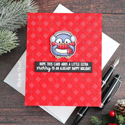 Sunny Studio Stamps Red Gingham Embossed Penguin Holiday Christmas Card using Buffalo Plaid Diagonal Background Metal Die