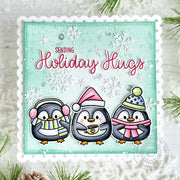 Sunny Studio Stamps Mint Green Penguins Winter Snowflakes Holiday Christmas Card using Roly Poly Penguin Clear Craft Stamps