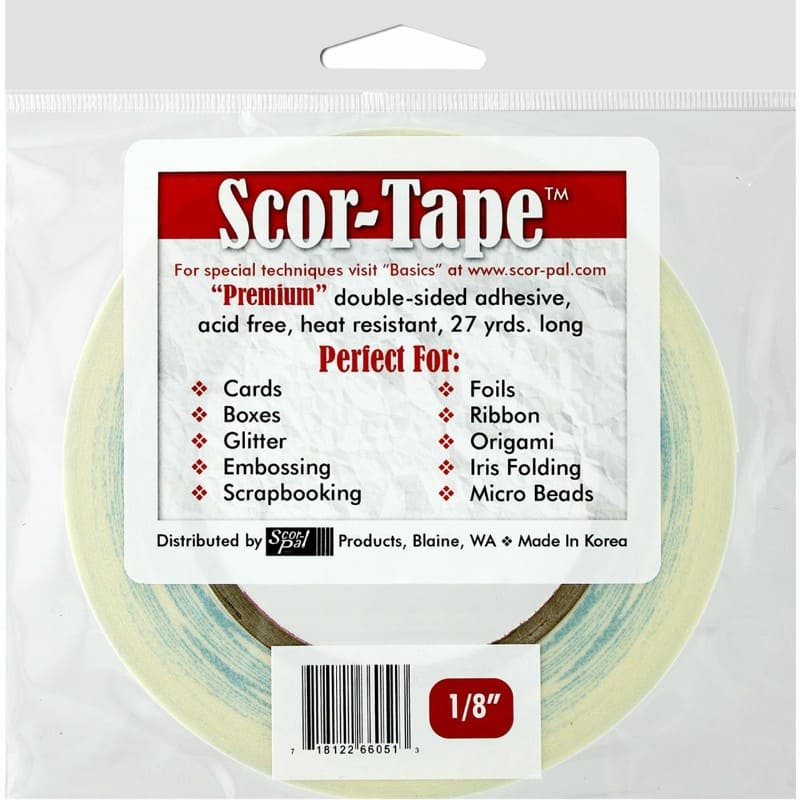 Scor-Tape Double-Sided Adhesive Premium & Acid-Free 1/8" wide, 27 yds / 25 Meters