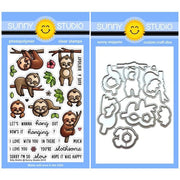 Sunny Studio Silly Sloths 4x6 Clear Photopolymer Stamps & Metal Cutting Craft Dies Set