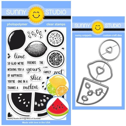 Sunny Studio Stamps Slice of Summer Layered Watermelon, Lemon & Lime Citrus Slices Clear Stamps & Metal Cutting Craft Dies