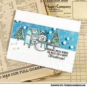 Sunny Studio Snowman with Mailbox Smiles Across the Miles Holiday Christmas Card using Snowmen in Sweaters Clear Craft Stamps