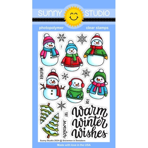 Sunny Studio Snowmen in Sweaters 4x6 Winter Holiday Clear Stamps