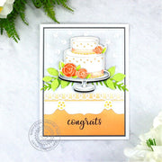 Sunny Studio Stamps Peach & Green Floral Wedding Cake Congrats Bridal Card (using Notebook Tabs Metal Cutting Dies)