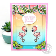 Sunny Studio Stamps Thanks for being a Friend Flamingo Friendship Pop-up Card using Speech Bubbles Extras Metal Craft Dies