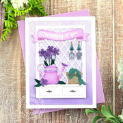 Sunny Studio Stamps Watering Can & Flower Pots Gardening Bench Thinking of You Card using Spring Garden Metal Craft Dies