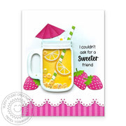 Sunny Studio Stamps I Couldn't Ask For a Sweet Friend Scalloped Lemonade Shaker Card using Strawberry Patch Metal Craft Dies