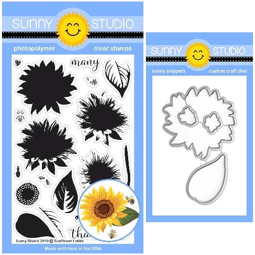 Sunny Studio Stamps Sunflower Fields 4x6 Color Layering Layered Flower Clear Photopolymer Stamps & Metal Cutting Craft Dies