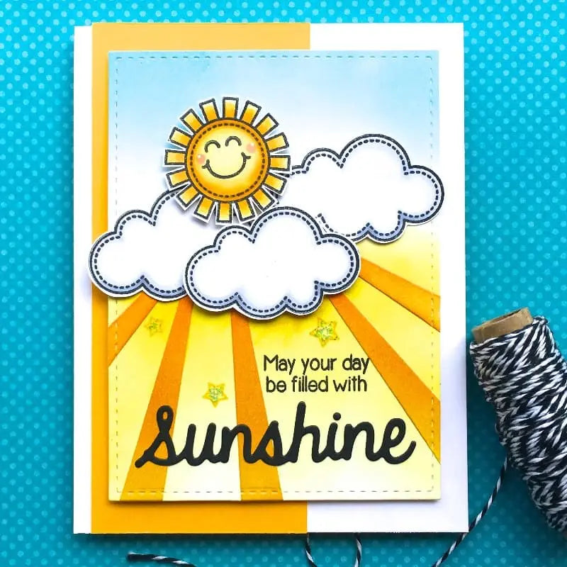 Sunny Studio Stamps May Your Day Be Filled With Sunshine Sun with Clouds and Sun Rays Card (using Sunshine Word Metal Cutting Die)