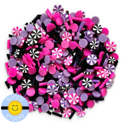 Sunny Studio Purple Posy Confetti Mini Clay Flower Embellishments