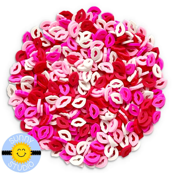 Sunny Studio Stamps Hot Lips Confetti Red, White, Pink & Hot Pink Lip Valentine's Day Clay Sprinkles Embellishments