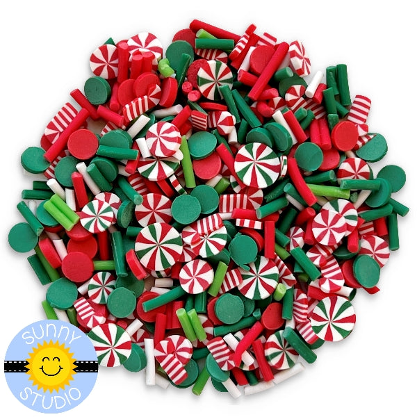 Sunny Studio Stamps Merry Mix Confetti Clay Red, White & Green Swirl Candy Sprinkles Embellishments SSEMB-148