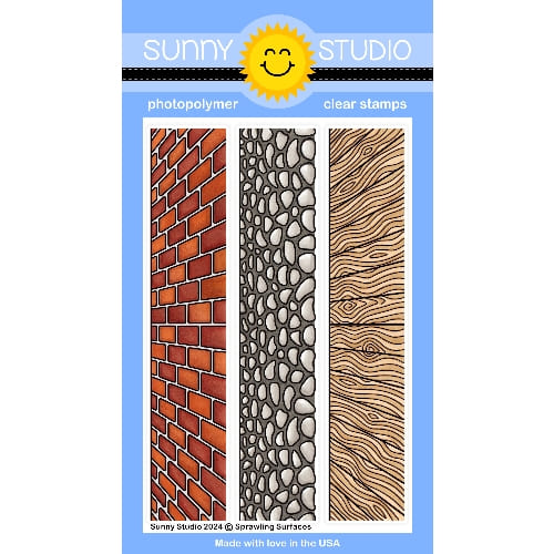 Sunny Studio Sprawling Surfaces 4x6 Brick, Cobblestone, & Wood Flooring Borders Clear Photopolymer Stamps SSCL-368