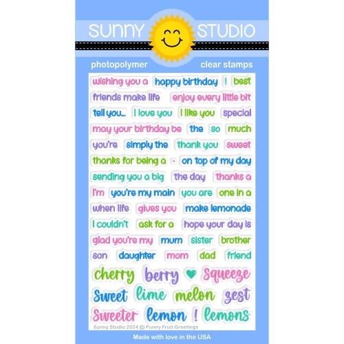 Sunny Studio Punny Fruit Greetings 4x6 Clear Photopolymer Sentiment Puns Stamps