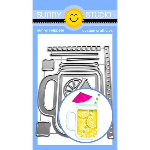 Sunny Studio Stamps Craft Metal Cutting Summer Jar Mug Dies with Ice Cubes, Straw, Drink Umbrella, & Lemon Slice