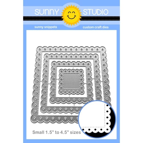 Sunny Studio Stamps Scalloped Square 2 Small Metal Cutting Dies Craft Set SSDIE-382