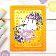 Sunny Studio Beauty & The Best Inspired Teapot & Teacup Handmade DIY Mother's Day Card using Afternoon Tea Clear Craft Stamps