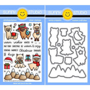 Sunny Studio Alpaca Holiday Winter Llama 4x6 Clear Craft Stamps & Metal Cutting Dies Set